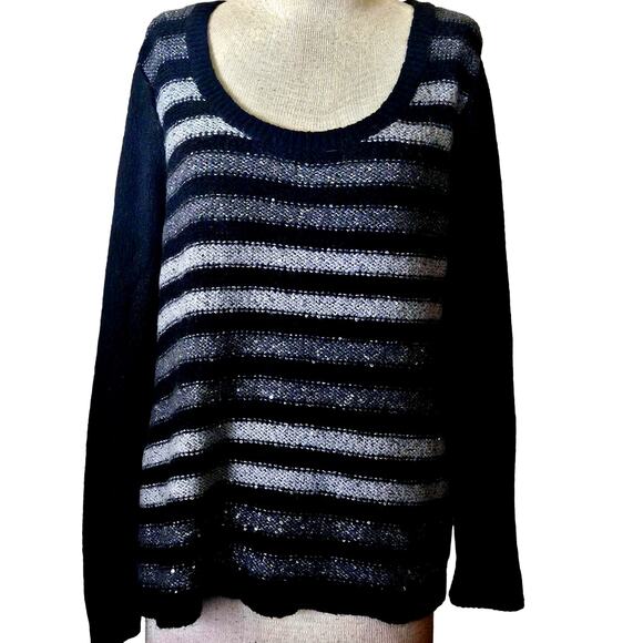 Tommy Hilfiger Black and Grey Sequin Sweater Size XL - Picture 1 of 6
